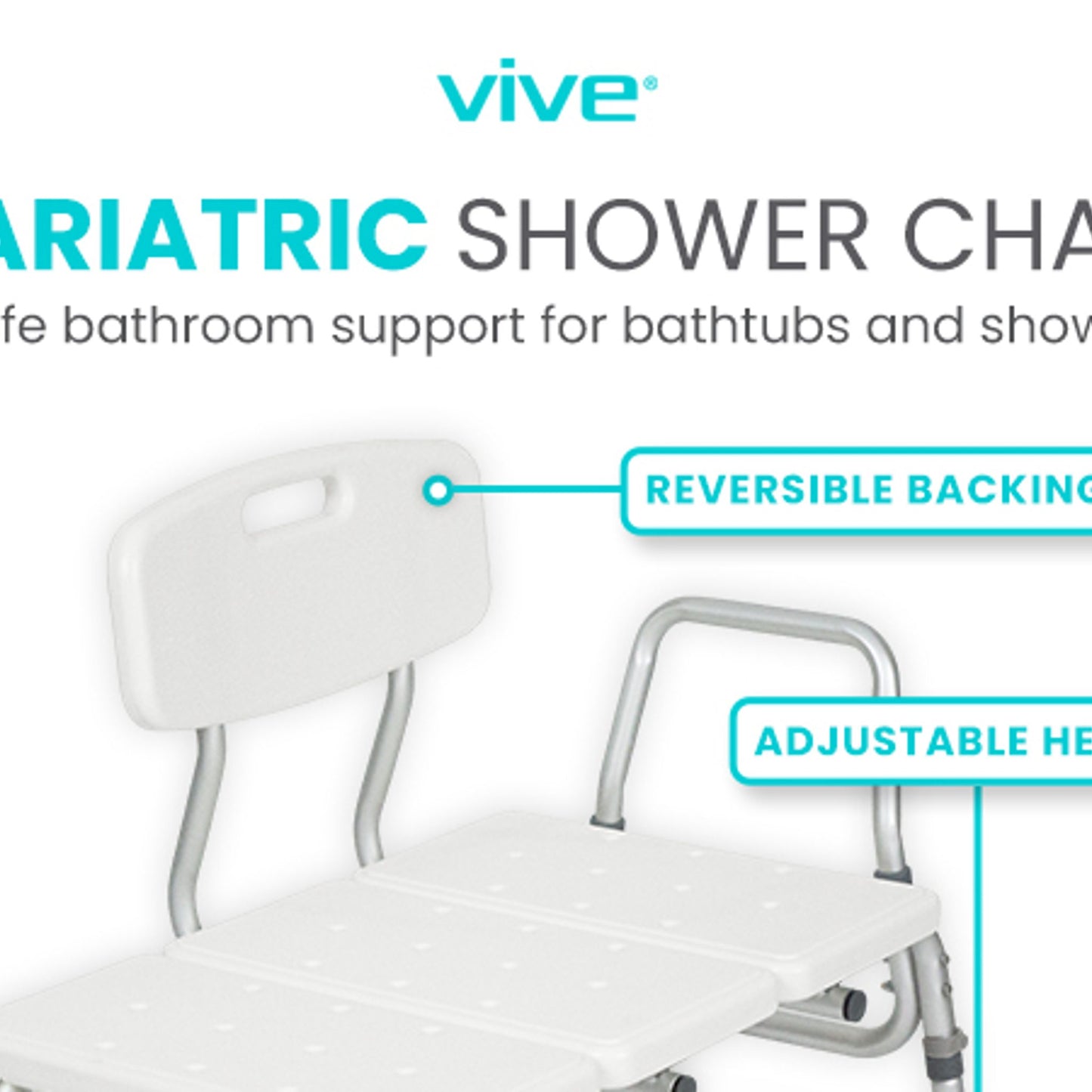 Vive Shower Transfer Bench– Adjustable, 400 Lb Capacity