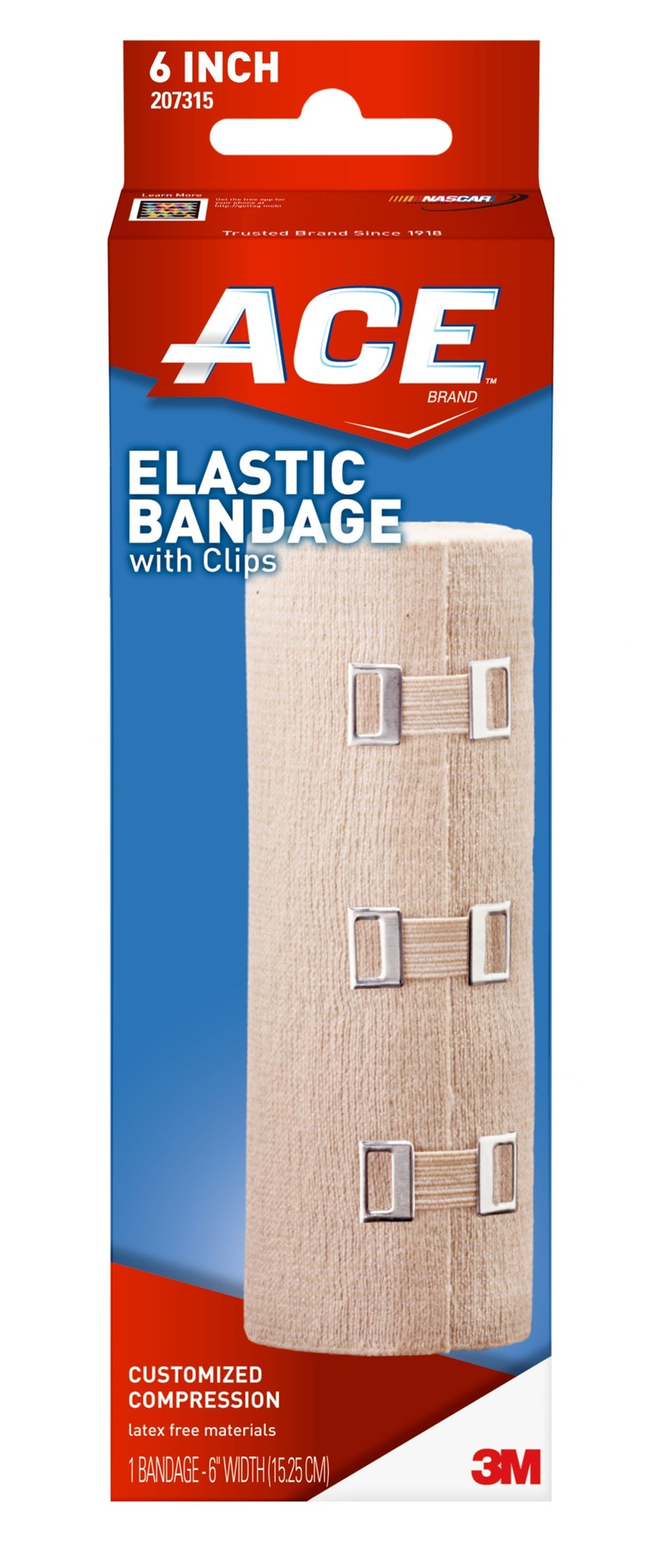 Ace Elastic Bandage with Clips, 6 Inches Width