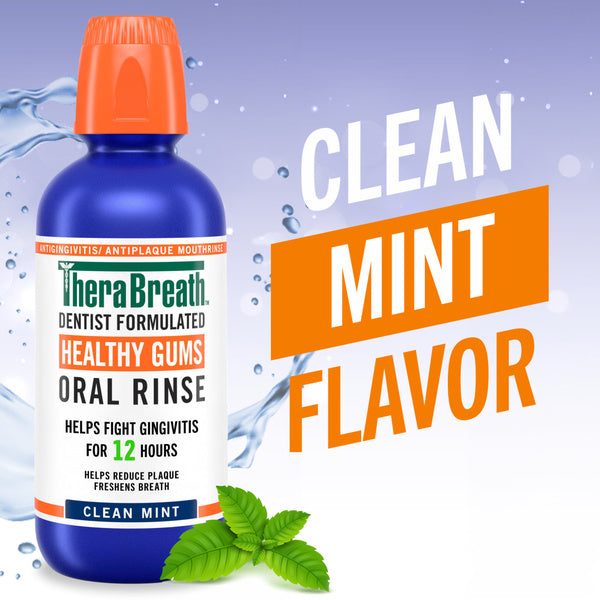 TheraBreath Healthy Gums Mouthwash, 16 Fl Oz, Clean Mint