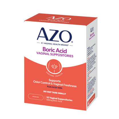 Azo Boric Acid Suppositories with Aloe, 30ct