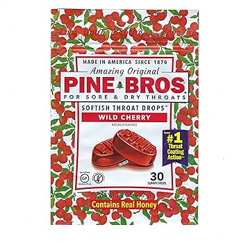 Pine Bros Wild Cherry Throat Drops, 30 Ct