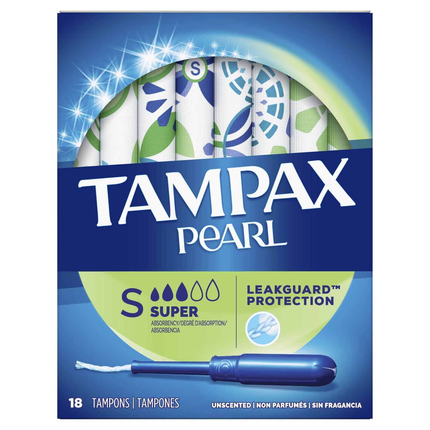 Tampax Pearl Tampons Super Absorbency 18 ct Unscented