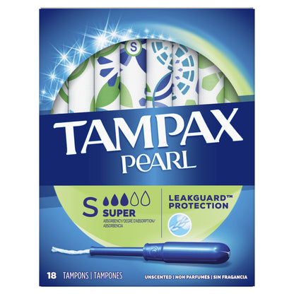 Tampax Pearl Tampons Super Absorbency 18 ct Unscented