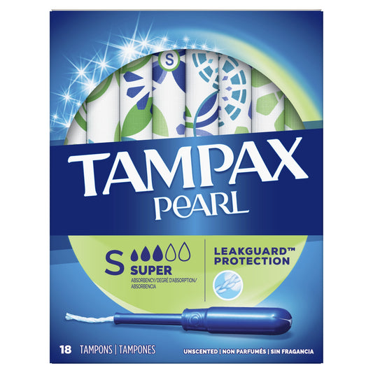 Tampax Pearl Tampons Super Absorbency 18 ct Unscented