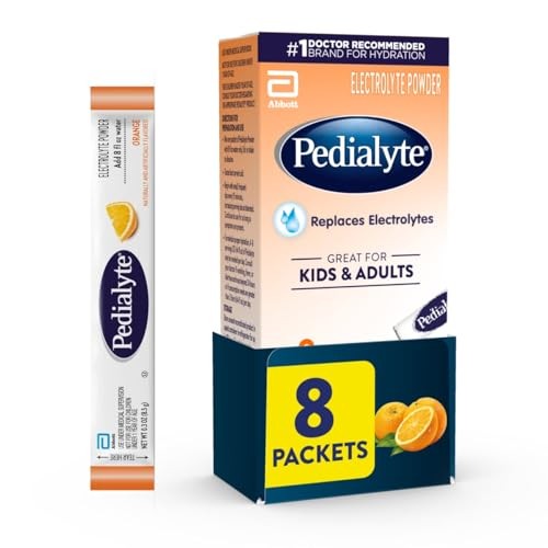 Pedialyte Electrolyte Powder Orange, Pack of 8, 8 Count