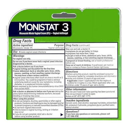 Monistat 3-Day Yeast Infection Treatment, Pack of 1