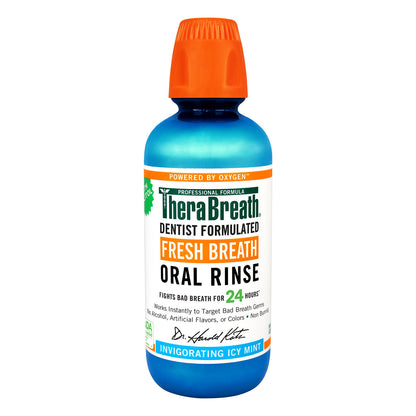TheraBreath Icy Mint Mouthwash, Alcohol-Free, 16 Oz