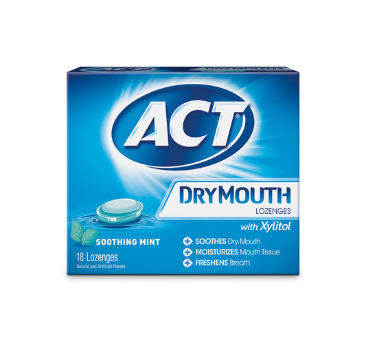 Act Dry Mouth Lozenges Soothing Mint, 18 Ct