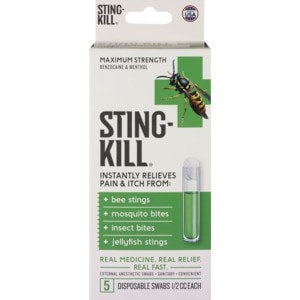 Sting-Kill Disposable Swabs Instant Pain Reliever, 5 Ct