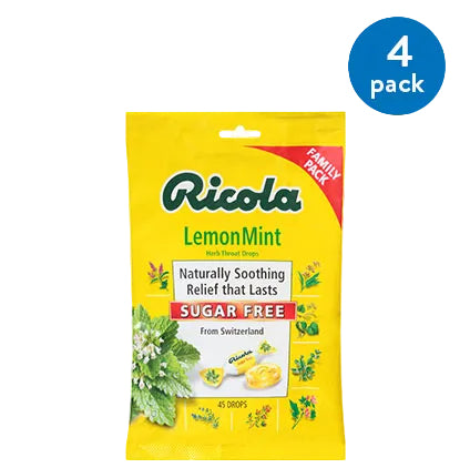 Ricola Lemon Mint Sugar Free Throat Drops, 45ct