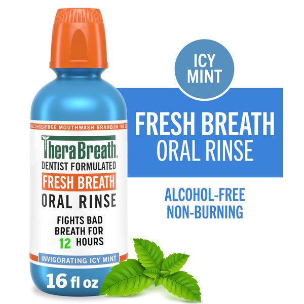 TheraBreath Icy Mint Mouthwash, Alcohol-Free, 16 Oz