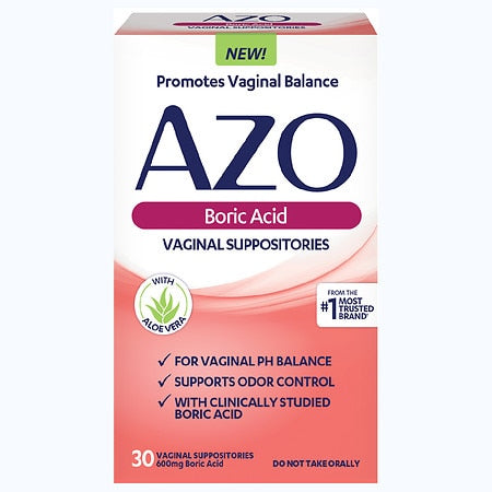 Azo Boric Acid Suppositories with Aloe, 30ct