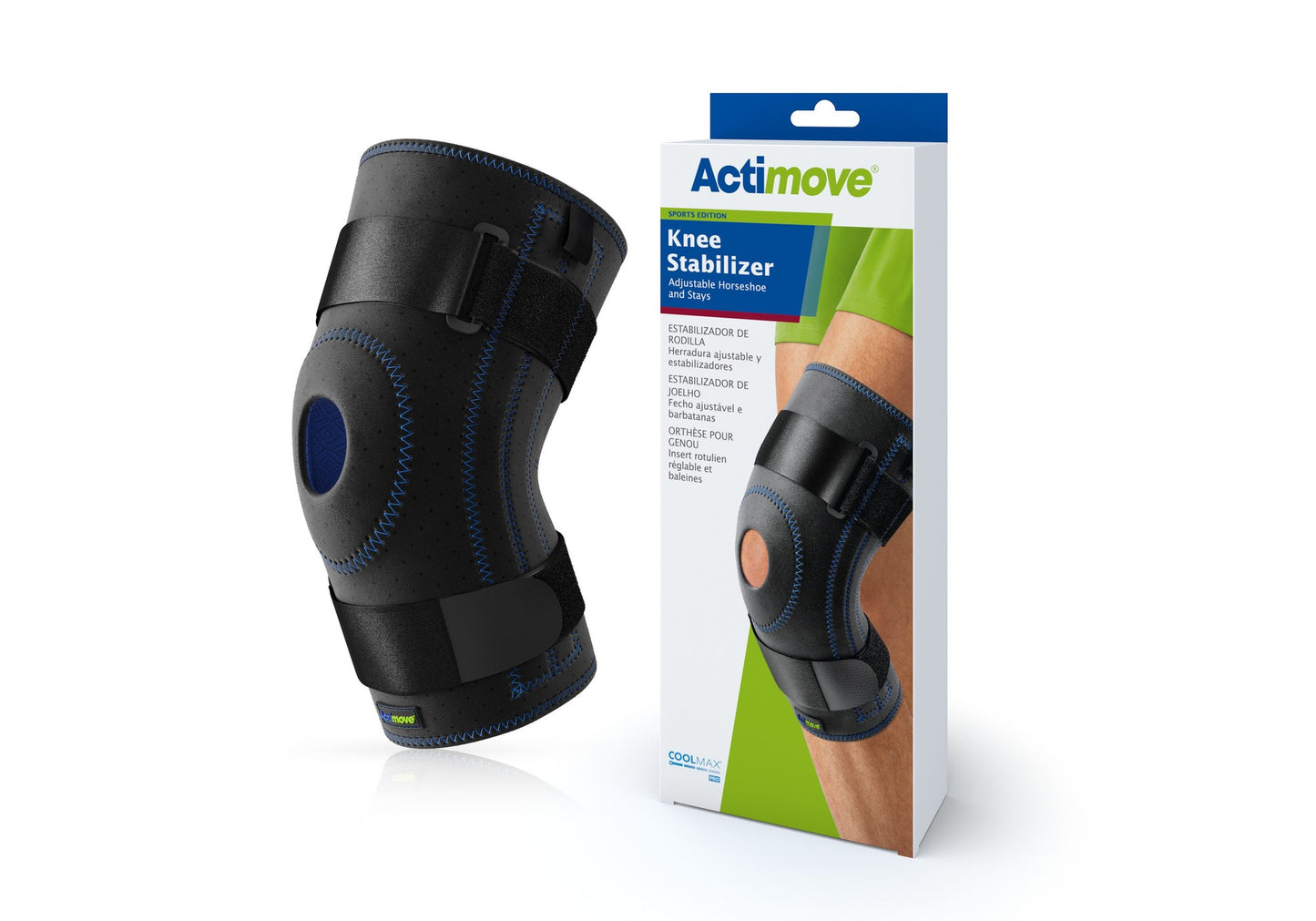 BSN Actimove Knee Stabilizer, Adjustable Horseshoe, 3X-Large Black
