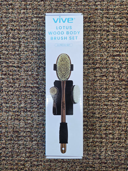 Vive Lotus Wood Body Brush Set