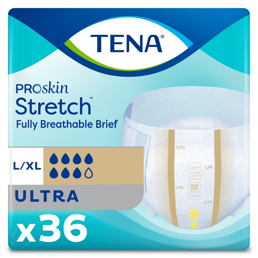 Tena Adult Incontinence Brief Large/X-Large, Pack of 36