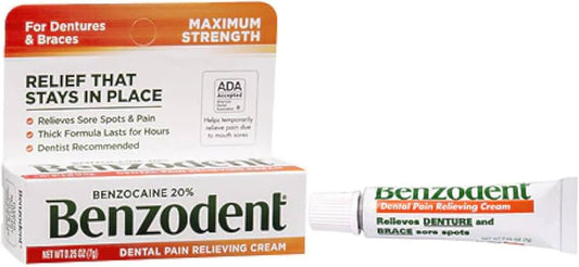 Benzodent Dental Pain Relieving Cream, 0.25 Oz