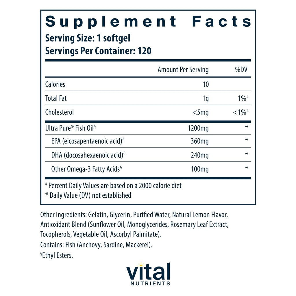 Vital Nutrients Ultra Pure Fish Oil 700 - 120 Softgels