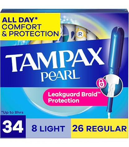 Tampax Pearl Tampons, 34 Count, Pack of 6