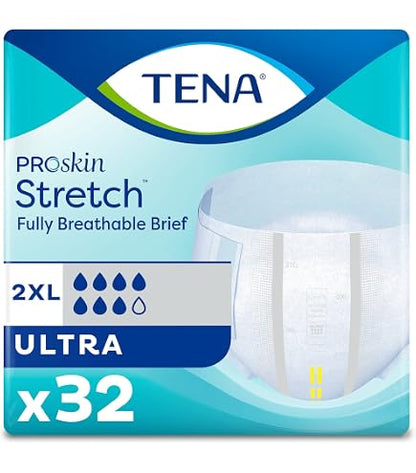 Tena Stretch Ultra Incontinence Briefs, 2X-Large, Pack of 32