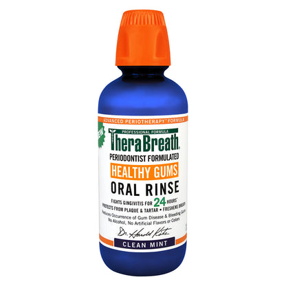 TheraBreath Healthy Gums Mouthwash, 16 Fl Oz, Clean Mint