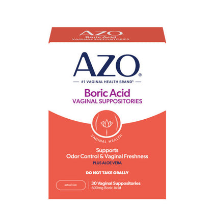 Azo Boric Acid Suppositories with Aloe, 30ct