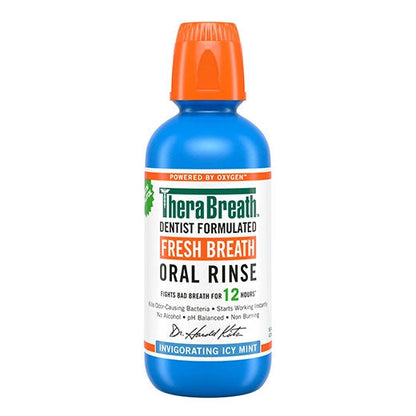 TheraBreath Icy Mint Mouthwash, Alcohol-Free, 16 Oz