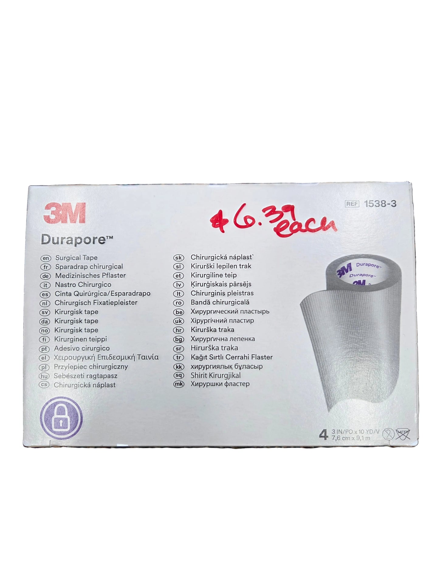 3M Durapore Surgical Tape 3in x 10 yd