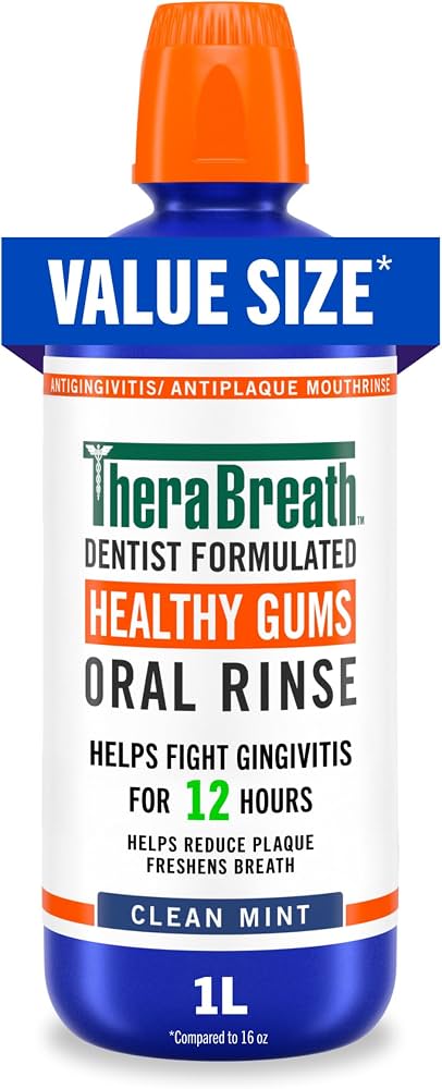 TheraBreath Healthy Gums Mouthwash, 16 Fl Oz, Clean Mint