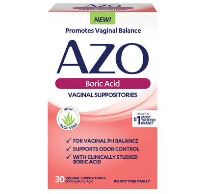 Azo Boric Acid Suppositories with Aloe, 30ct