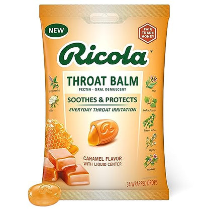 Ricola Caramel Throat Balm Drops 34ct, Pack of 1