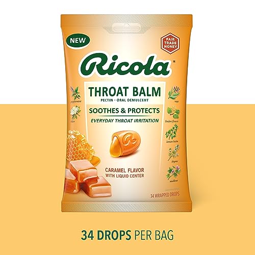 Ricola Caramel Throat Balm Drops 34ct, Pack of 1