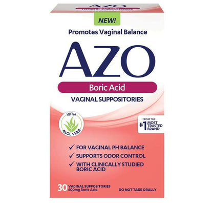 Azo Boric Acid Suppositories with Aloe, 30ct