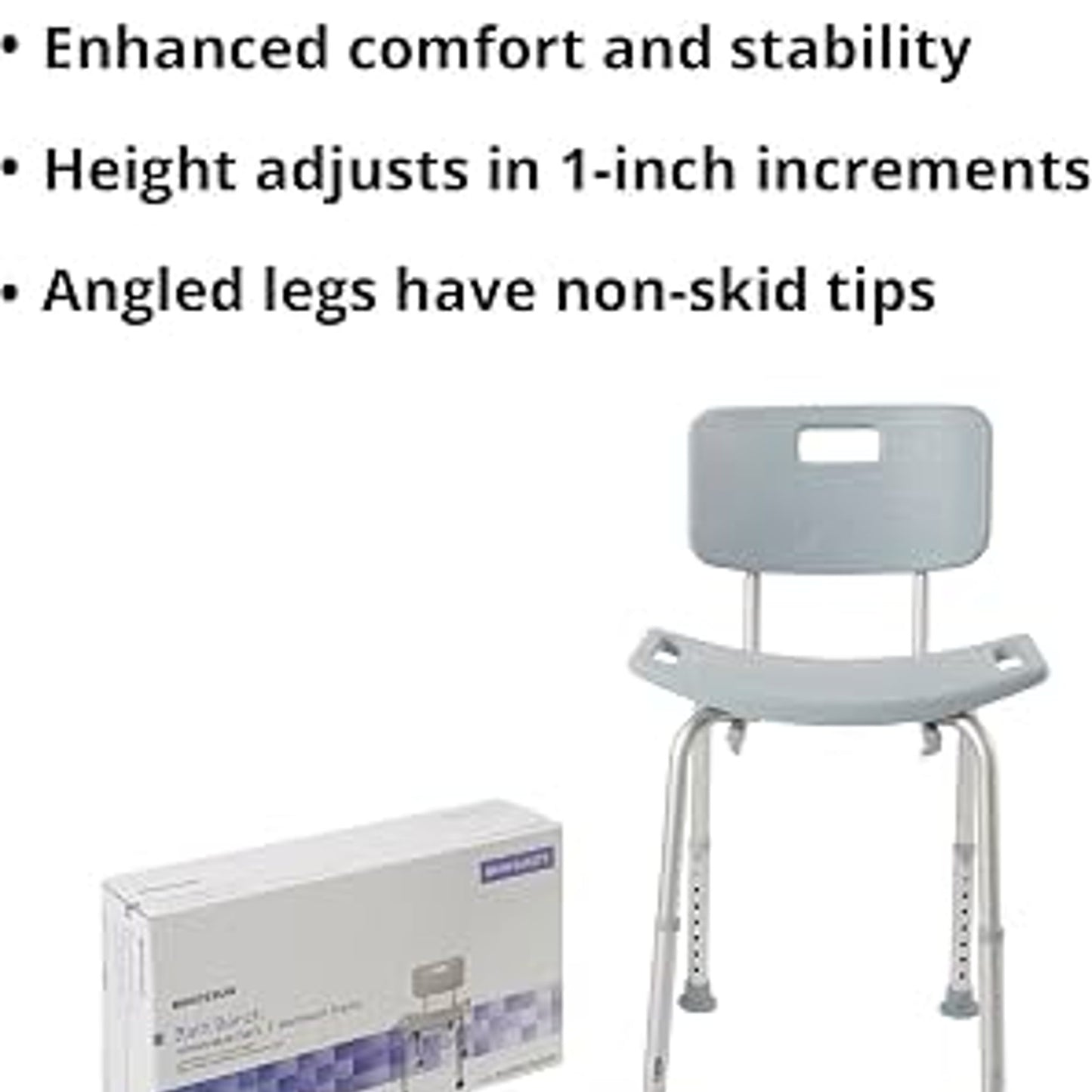 McKesson Bath Bench with Back, Adjustable 15.5 to 19.5 in