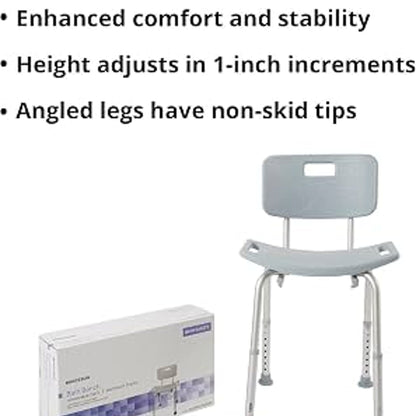 McKesson Bath Bench with Back, Adjustable 15.5 to 19.5 in