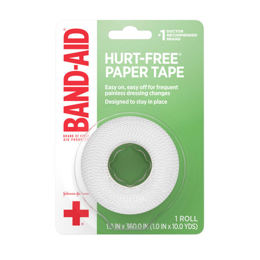 Band-Aid Hurt-Free Medical Paper Tape, 1 IN x 10 YDS