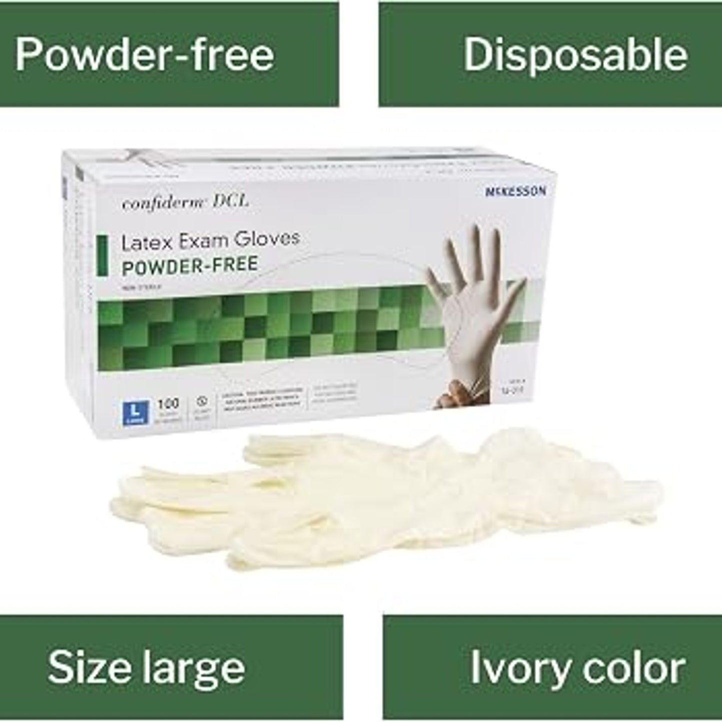 McKesson Confiderm CL Latex Exam Gloves Large 100ct