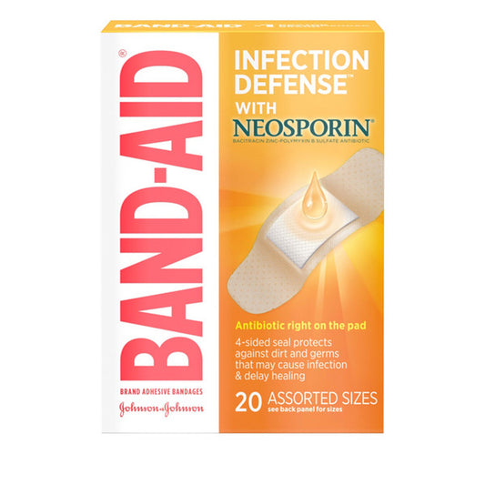 Band-Aid Neosporin Antibiotic Bandages, Assorted Sizes, 20 Count