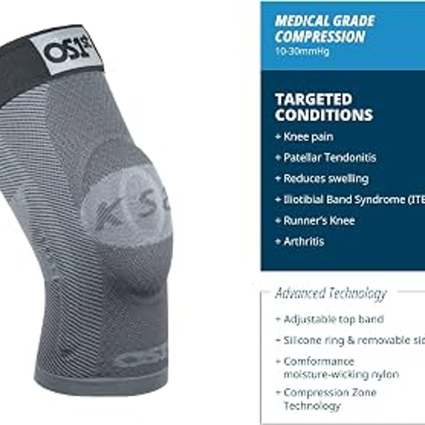 OS1st KS8 Performance Knee Brace Small Grey Sports Medicine