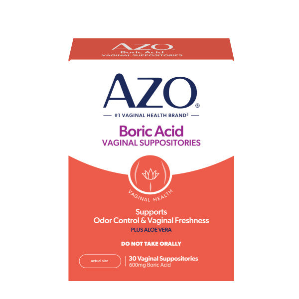 Azo Boric Acid Suppositories with Aloe, 30ct