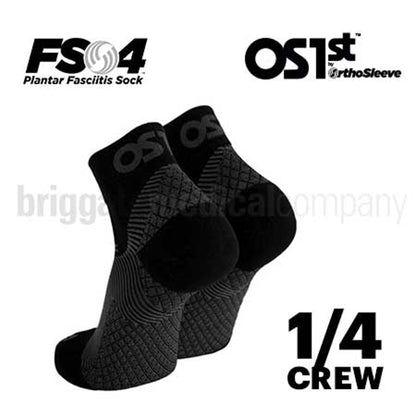 OS1st FS4 Plantar Fasciitis Socks, Black, Size Small