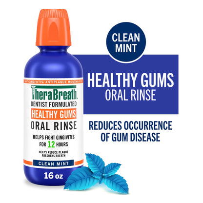 TheraBreath Healthy Gums Mouthwash, 16 Fl Oz, Clean Mint